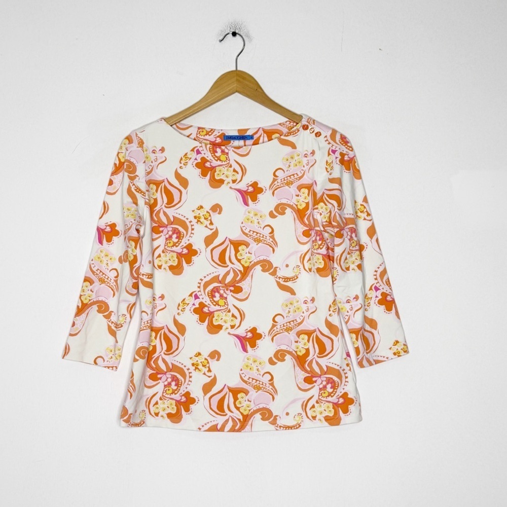 J.McLaughlin Catalina Cloth Wavesong Print Boat Neck Top Medium